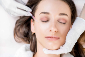Woman receiving a non-invasive wrinkle treatment with Botox in Pacifica, CA to smooth fine lines and facial wrinkles.
